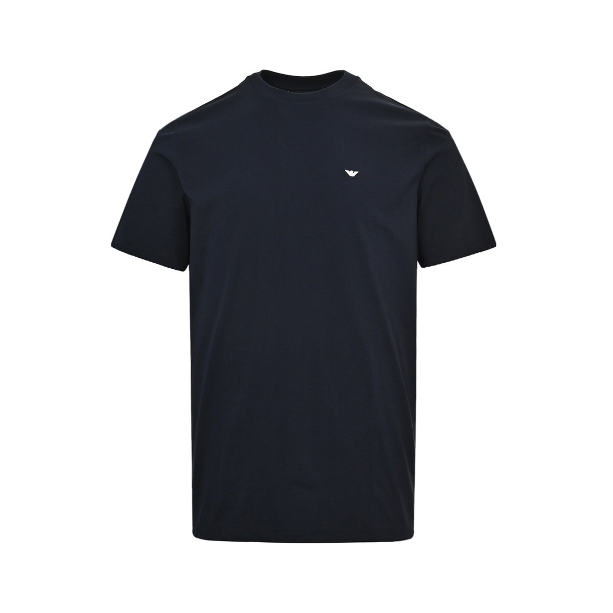 Armani small logo embroidered short-sleeves (2 pieces in a box/1 each in navy blue and white)