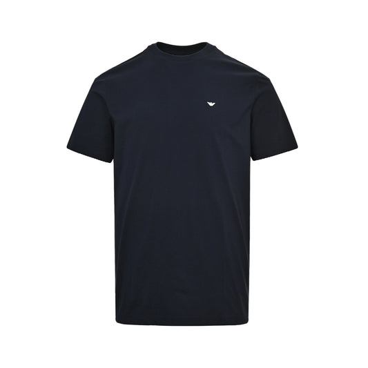 Armani small logo embroidered short-sleeves (2 pieces in a box/1 each in navy blue and white)