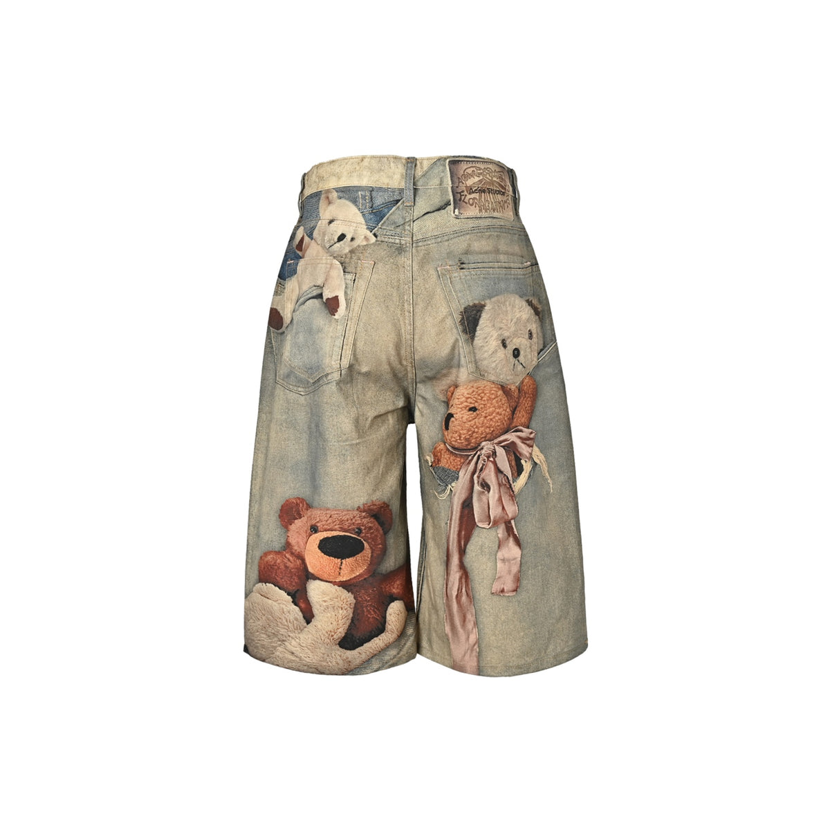 ACNE STUDIOS 3D printed teddy bear denim shorts