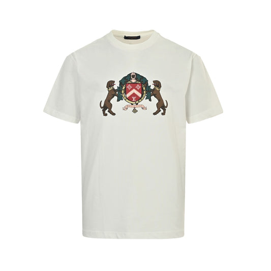 Louis Vuitton 25ss double dog logo printed short sleeves