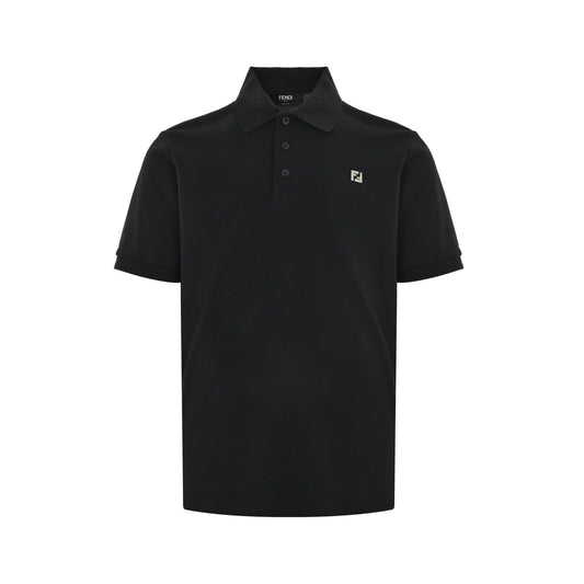 Fendi 26ss Double F Metal Logo Polo Short Sleeve
