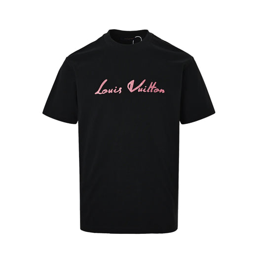 LouisVuitton/Louis Vuitton multi-layer logo pink letter short sleeves