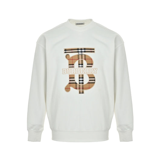 Bueberry/Burberry 25Fw plaid patch TB letter embroidered round neck sweatshirt