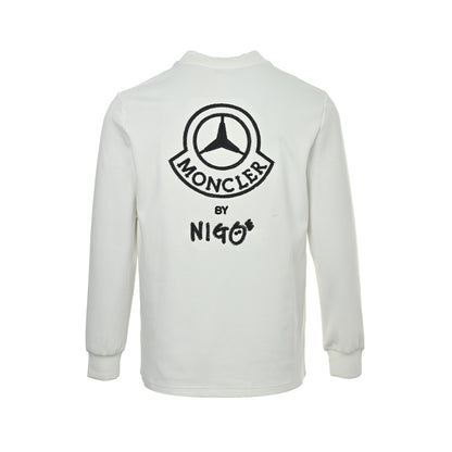 Moncler/Mask 25Fw embroidered logo long-sleeved T-shirt