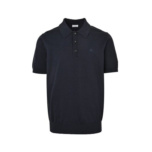 Burberry War Horse Knight Embroidered Wool Knitted Polo Short Sleeve