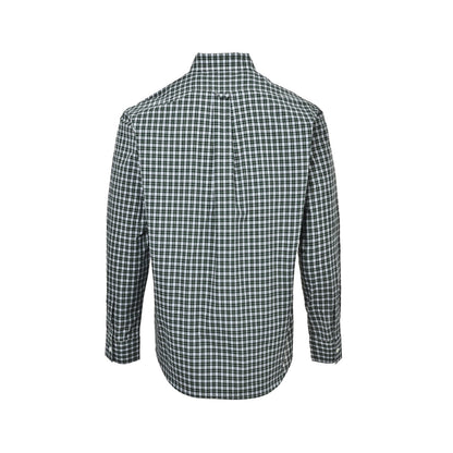 Celine Arc de Triomphe green plaid cotton poplin long-sleeved shirt