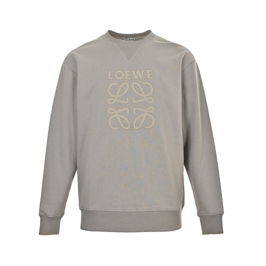Loewe/Luo Yiwei 25Fw embroidered logo logo round neck sweatshirt