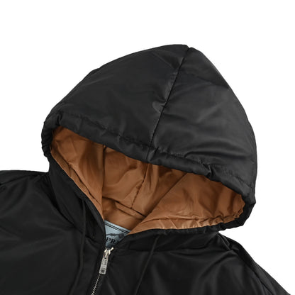 Prada nylon zipper contrast hooded down jacket