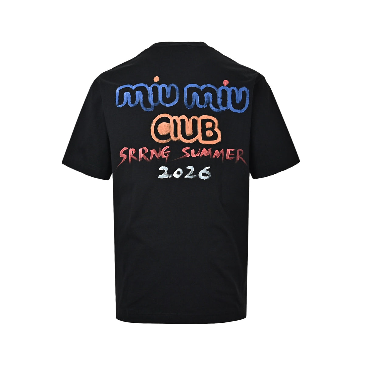 Miumiu colorful graffiti hand-painted front and back letter short sleeves