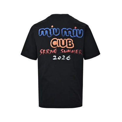 Miumiu colorful graffiti hand-painted front and back letter short sleeves