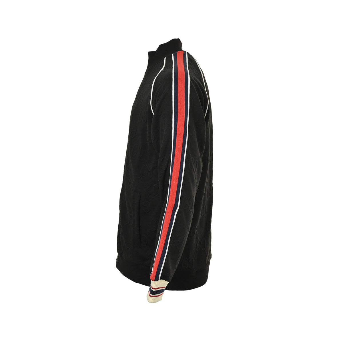 Gucci full double G jacquard red and green striped webbing suit jacket