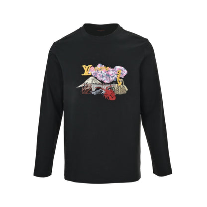 Louis Vuitton graphic cultural landscape embroidered long-sleeved T-shirt