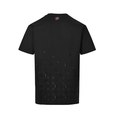 Louis Vuitton 26ss flocked presbyopia hollow gradient short sleeves