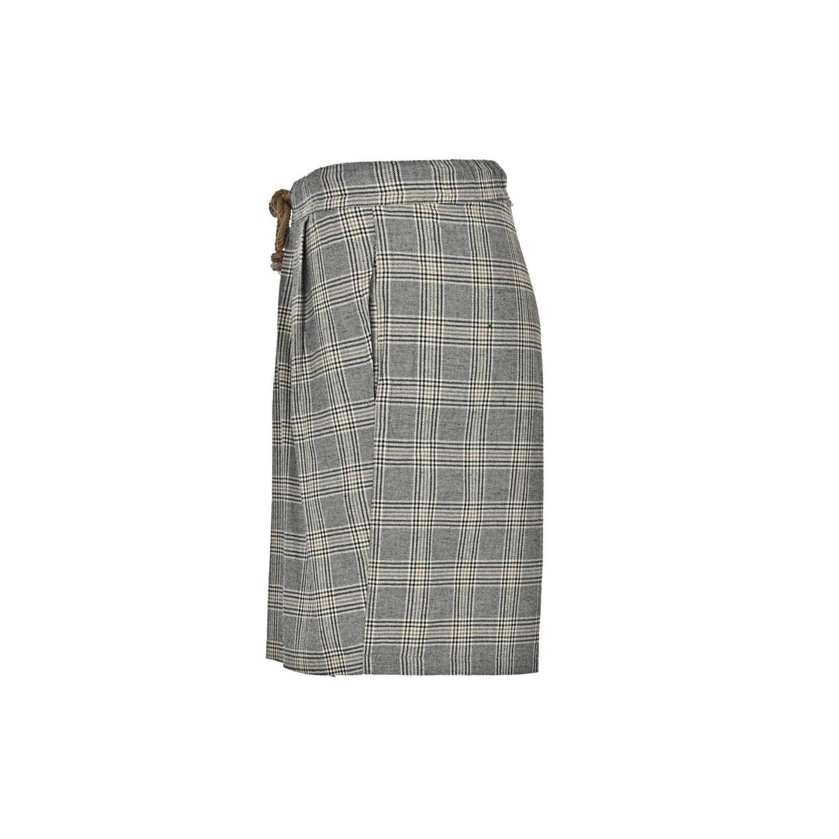 R13 linen plaid drawstring wide-leg cropped shorts