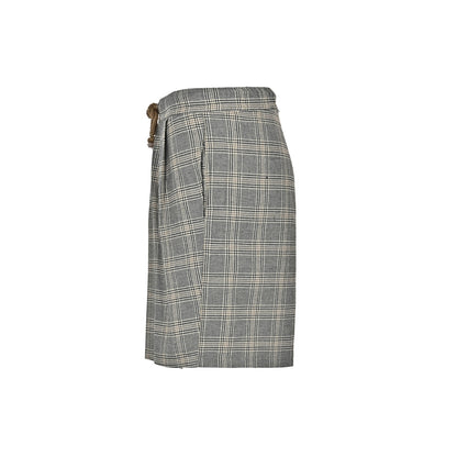 R13 linen plaid drawstring wide-leg cropped shorts
