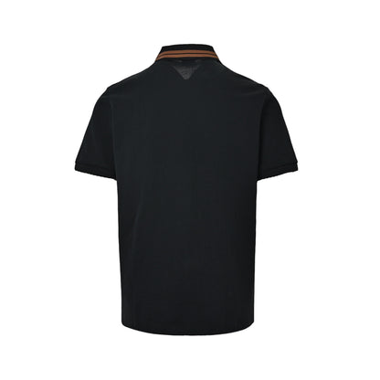 Zegna 26ss Contrast Color Collar Chest Embroidered Logo Polo Short Sleeve