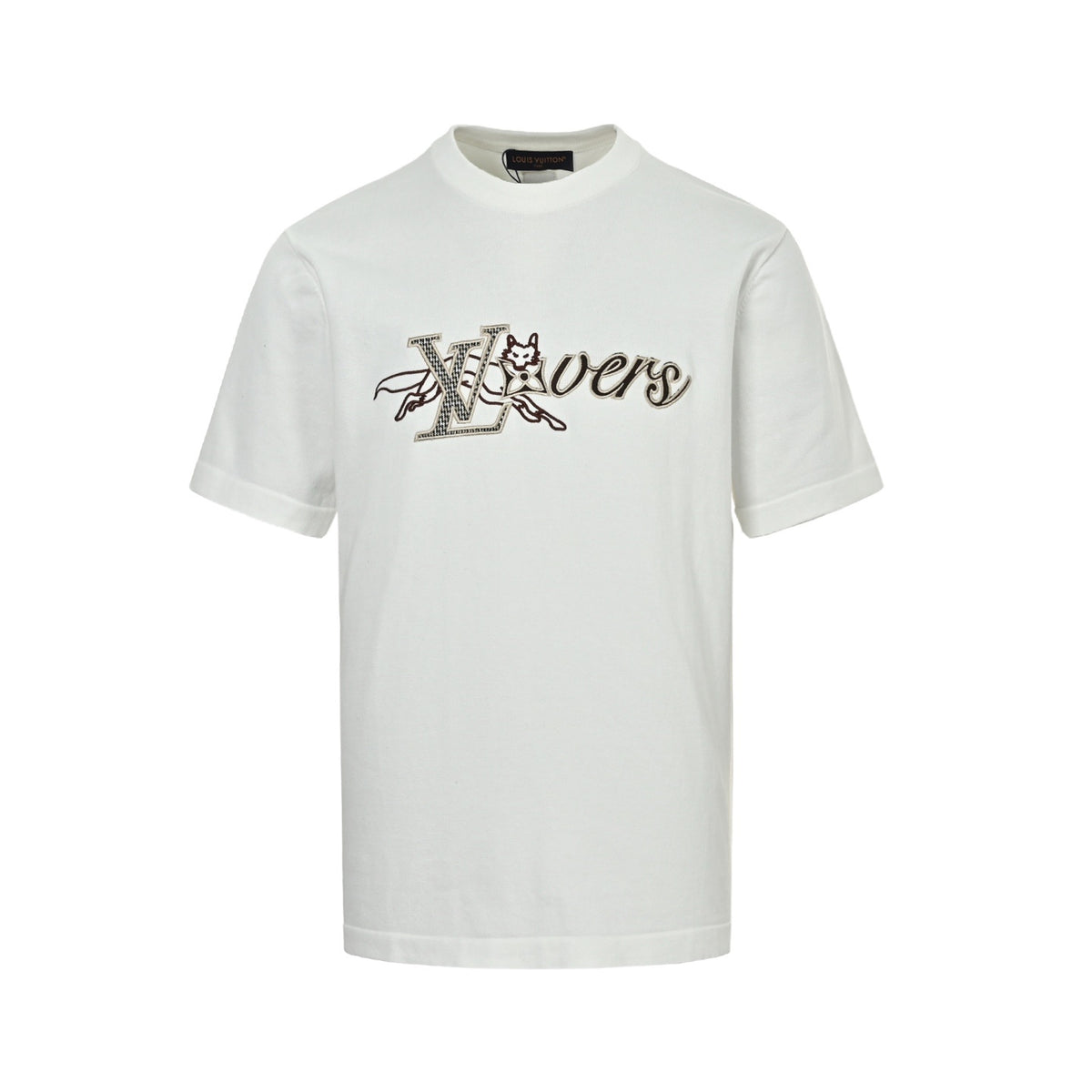 Louis Vuitton fox letter embroidered knitted short sleeves