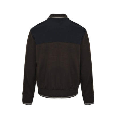 Miu Miu contrasting color diagonal zipper lapel sweatshirt