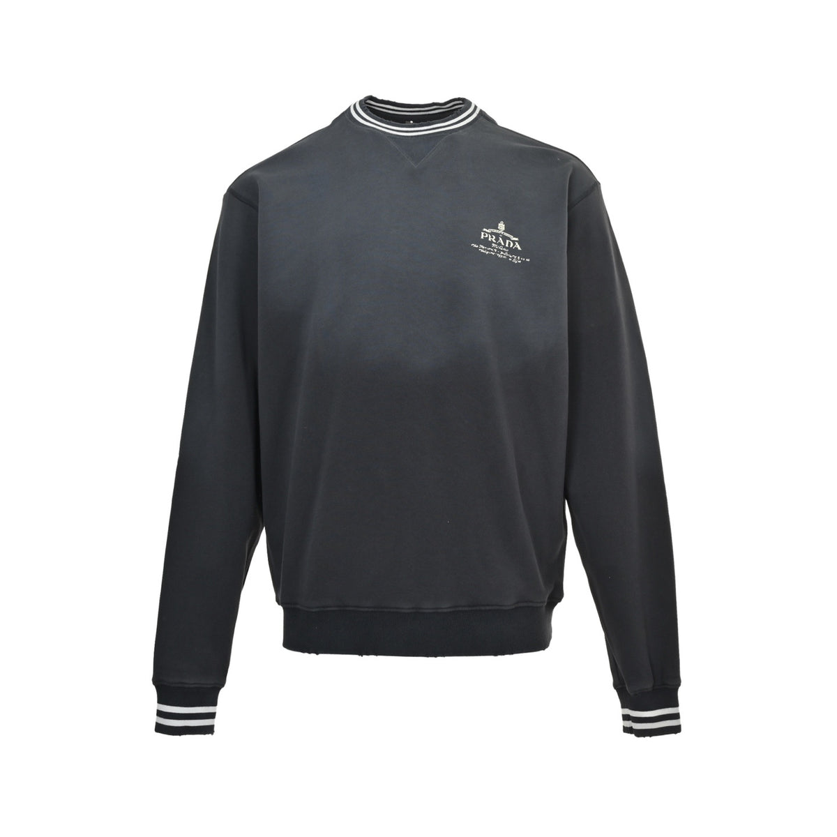 Prada gradient washed letter embroidered round neck sweatshirt