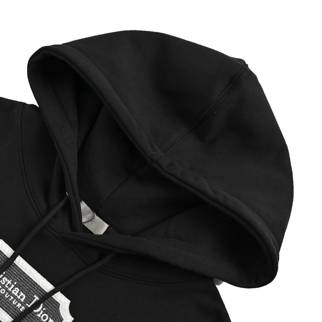 Dior 22Fw embroidered silver label hooded sweatshirt