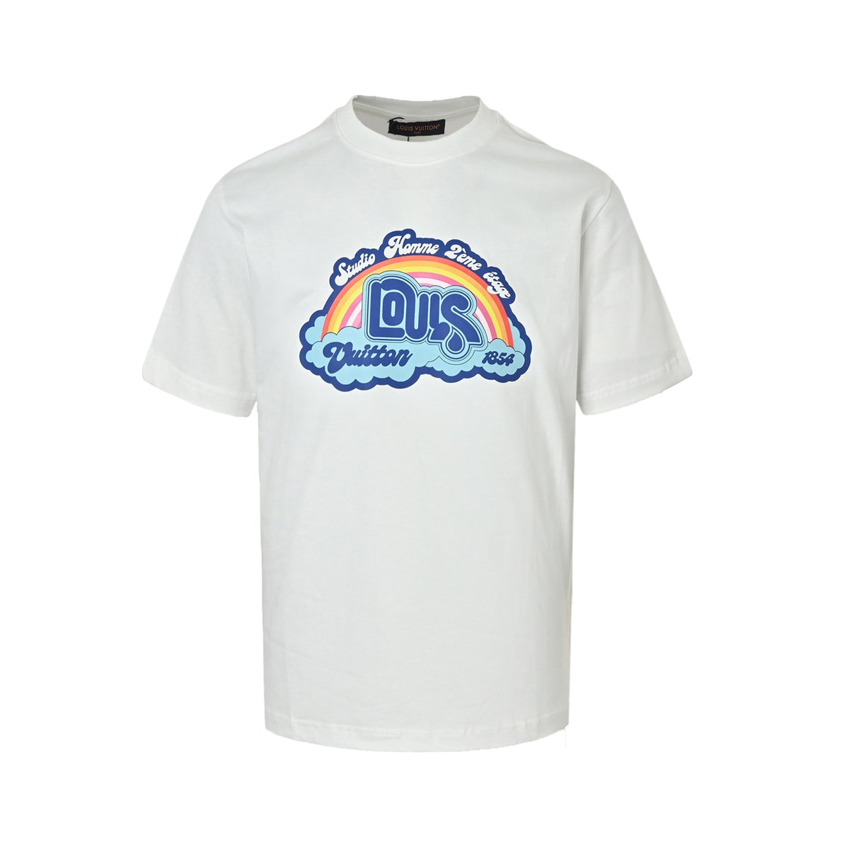 Louis Vuitton rainbow letter print short sleeves