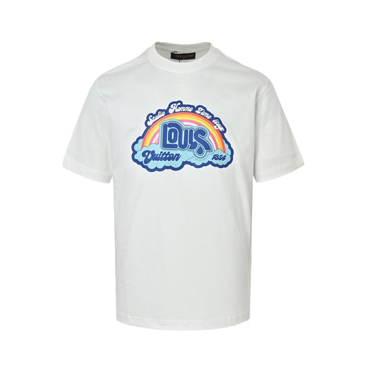 Louis Vuitton rainbow letter print short sleeves
