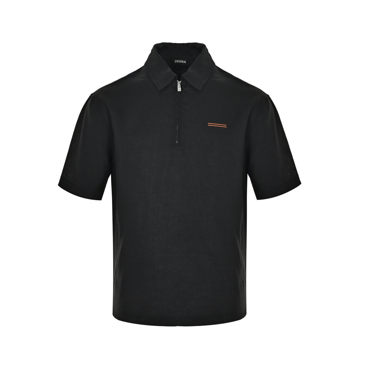 ZEGNA/ Zegna small label half zip linen solid color shirt style Polo short sleeves