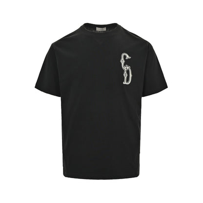 Dior 24ss gold thread embroidered CD short sleeves
