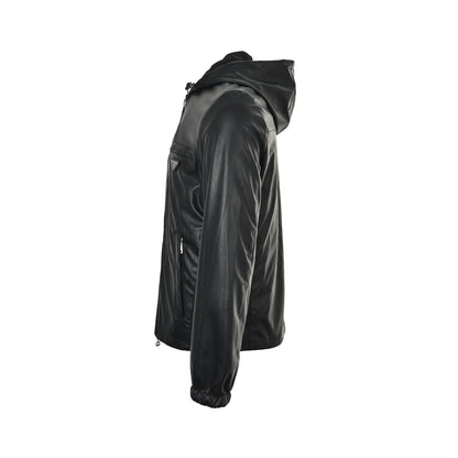 Prada 25Fw reversible leather nylon hooded jacket