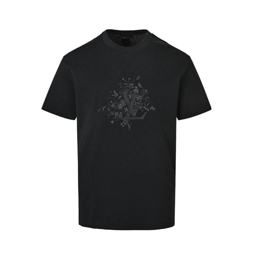 Louis Vuitton floral embroidered checkerboard short sleeves