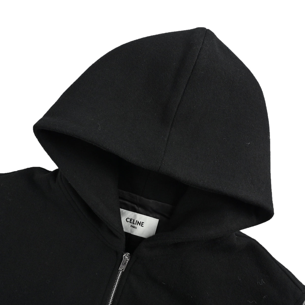 Celine Big C woolen leather sleeve hooded jacket