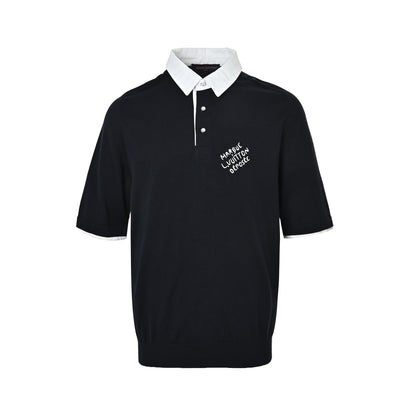 Louis Vuitton white collar button knitted Polo short sleeves