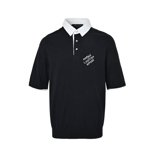 Louis Vuitton white collar button knitted Polo short sleeves