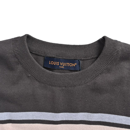 Louis Vuitton 26ss contrasting color patchwork striped knitted short sleeves