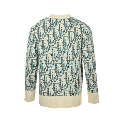 Dior classic old flower jacquard cardigan sweater