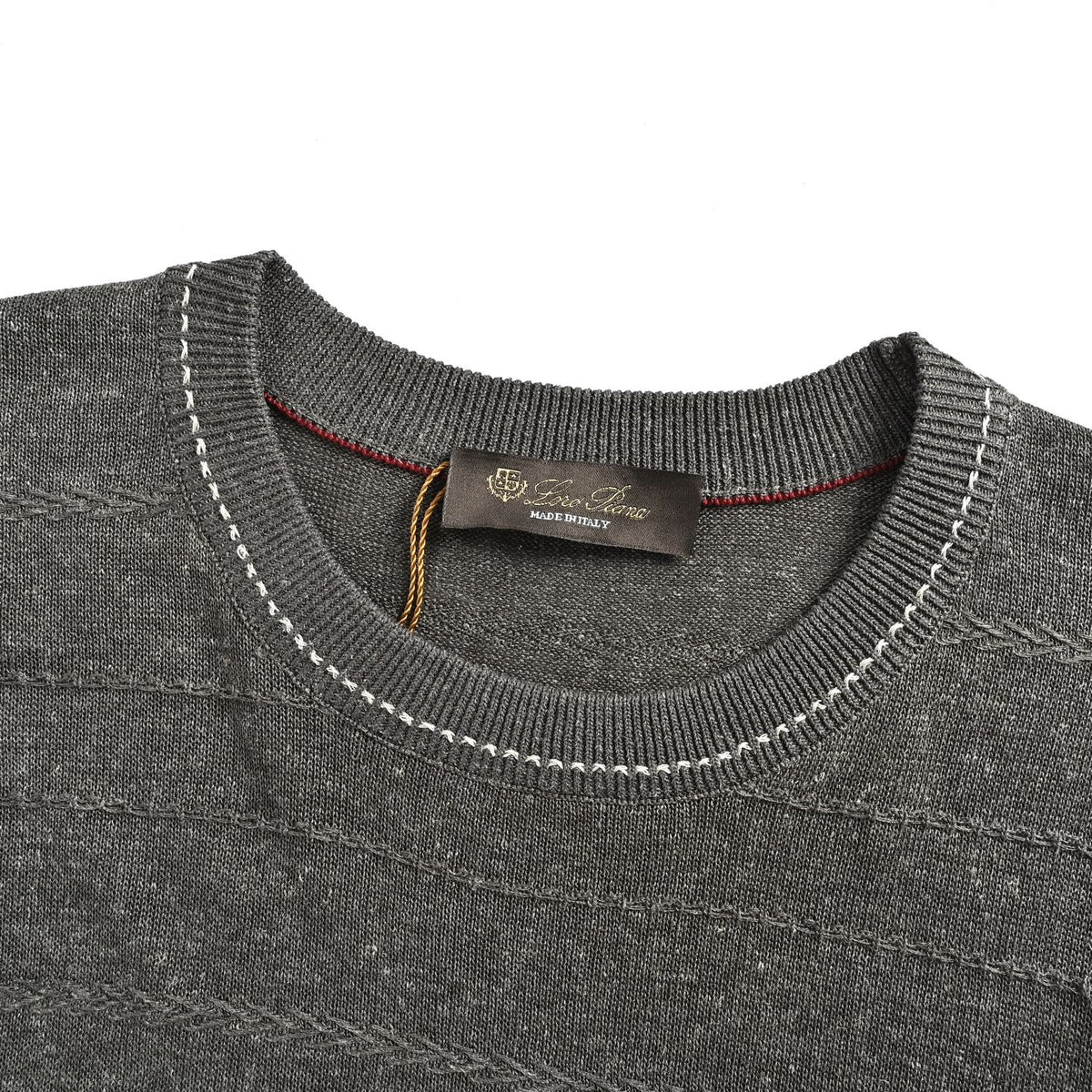 Loro Piana topstitched ribbed knit wavy linen short sleeves