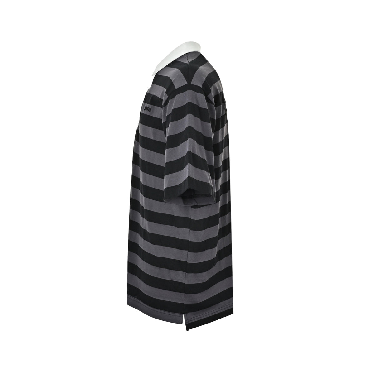 JUUNJ minimalist style striped patchwork embroidered logo lapel Polo short sleeves
