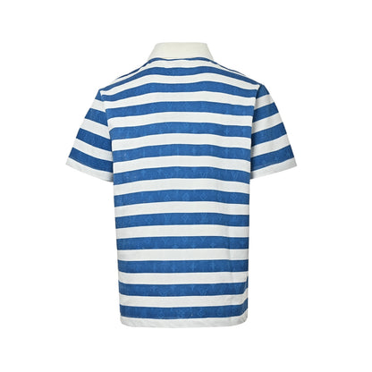 Louis Vuitton 25 blue letter logo printed short-sleeved Louis Vuitton/Louis Vuitton blue striped polo Polo short-sleeved