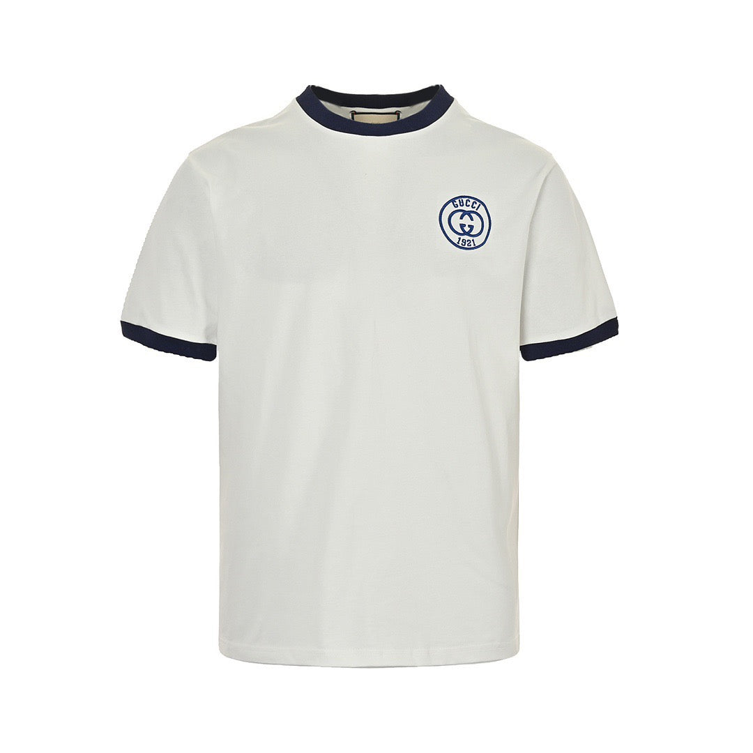 Gucci 23ss 1921 embroidered logo contrasting short sleeves