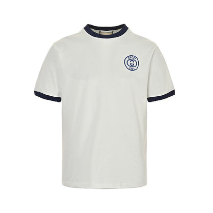 Gucci 23ss 1921 embroidered logo contrasting short sleeves
