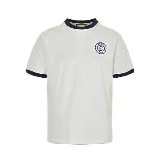 Gucci 23ss 1921 embroidered logo contrasting short sleeves