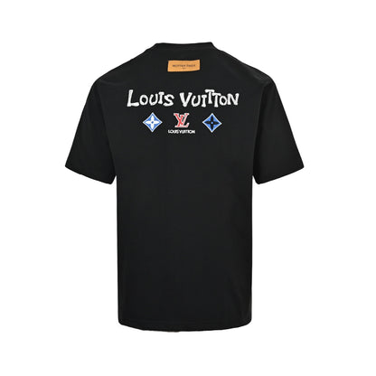 Louis Vuitton 26ss embroidered presbyopic letter short sleeves