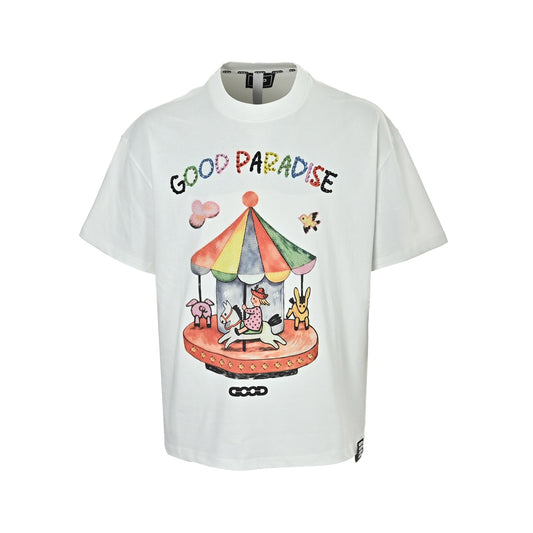 GOOD BRAND GB Childlike Trojan Horse Illustration Short Sleeve