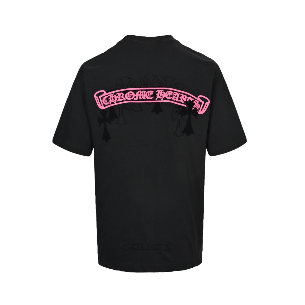 Chrome Hearts/Chrome Heart 26ss flocked cross laminated scroll printed short sleeves