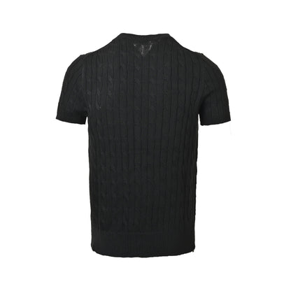 Ralph Lauren horse logo embroidered cable knit short sleeves