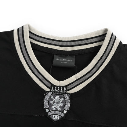 Balenciaga 26ss embroidered logo stitching jersey short sleeves