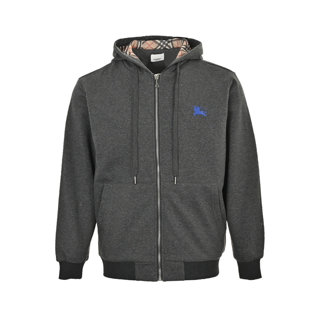 Burberry 24Fw chest blue war horse embroidered zipper jacket