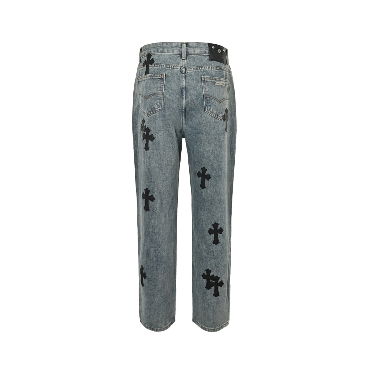 Chrome Hearts/Chrome Heart cross patch embroidered washed jeans
