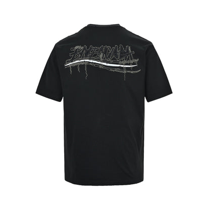 Balenciaga tassel patch Sanskrit letter embroidered short sleeves