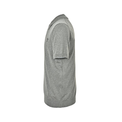 Prada Inverted triangle wool embroidered half-zip Polo short sleeves